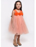 Peach Tulle Orange Flowers Adorable Flower Girl Dress